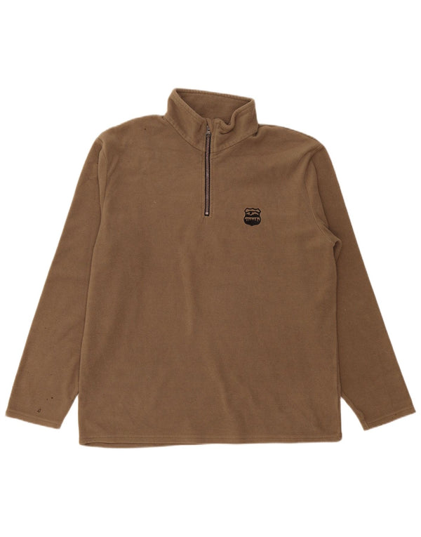 Atlas For Men Mens Zip Neck Fleece Jumper XL Marrom