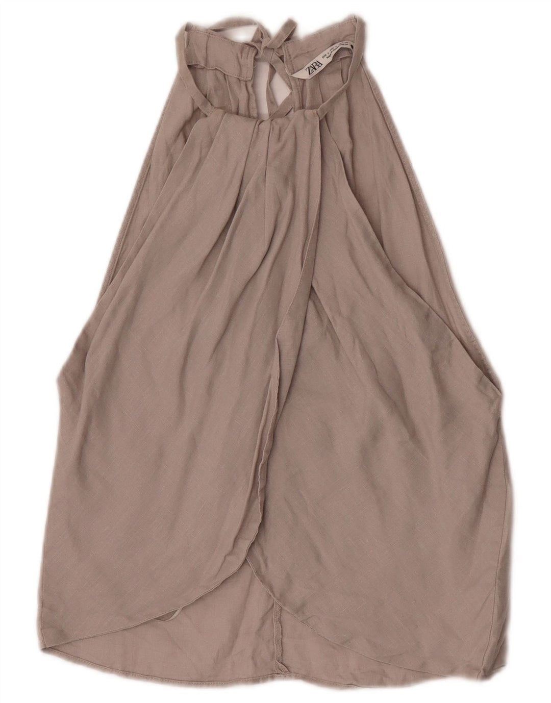 Top feminino Zara Halter UK 8 pequeno linho cinza