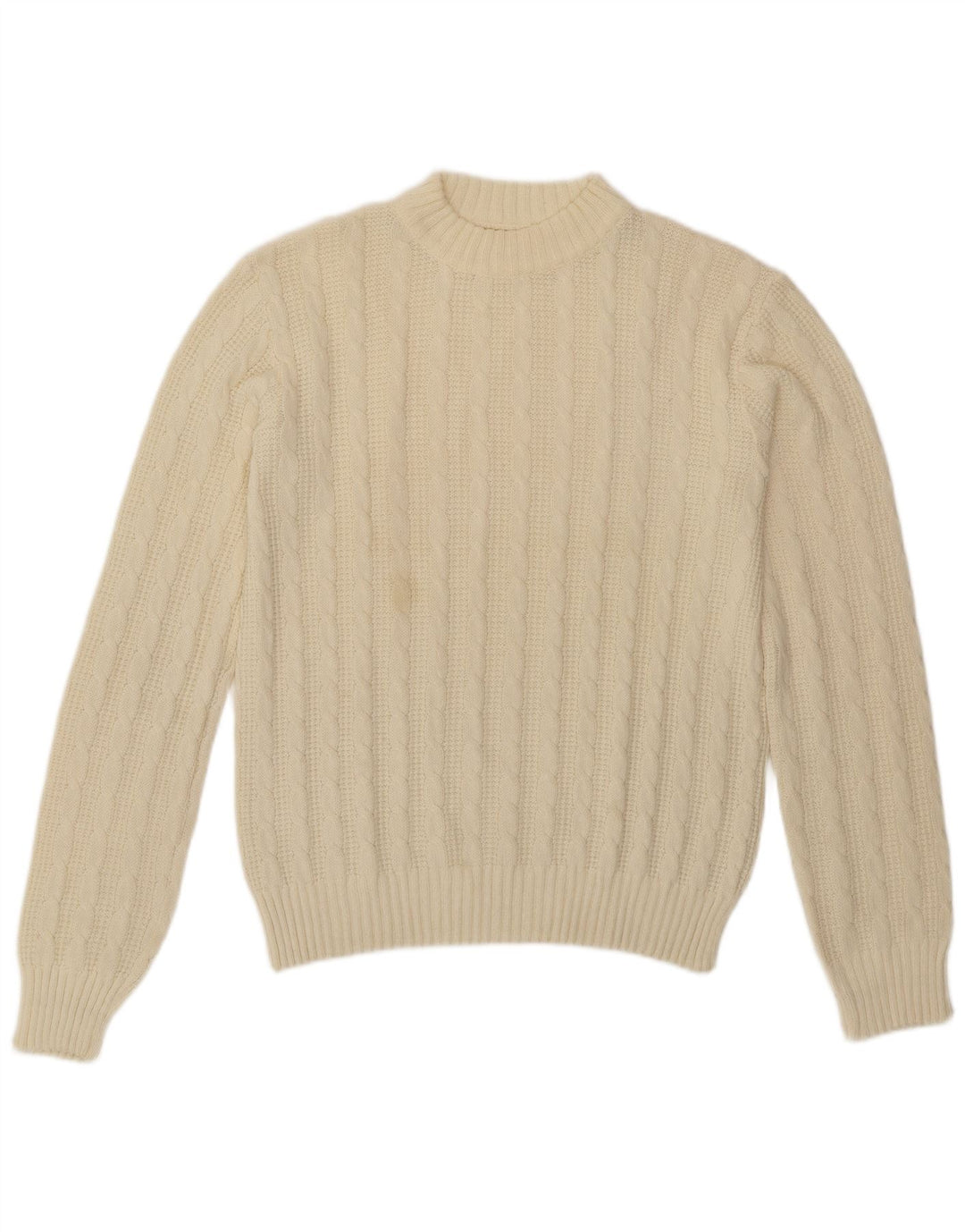Suéter vintage masculino com gola redonda, médio off white
