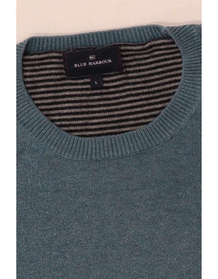 Suéter masculino Marks & Spencer Blue Harbor com gola redonda grande