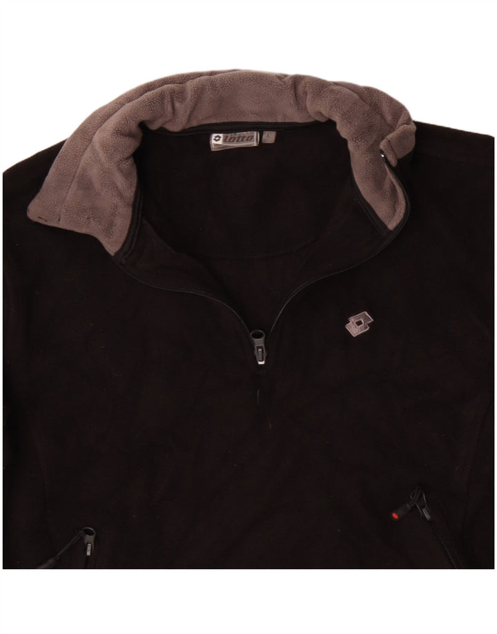 Suéter de lã feminino Lotto com zíper e gola UK 14 grande poliéster preto