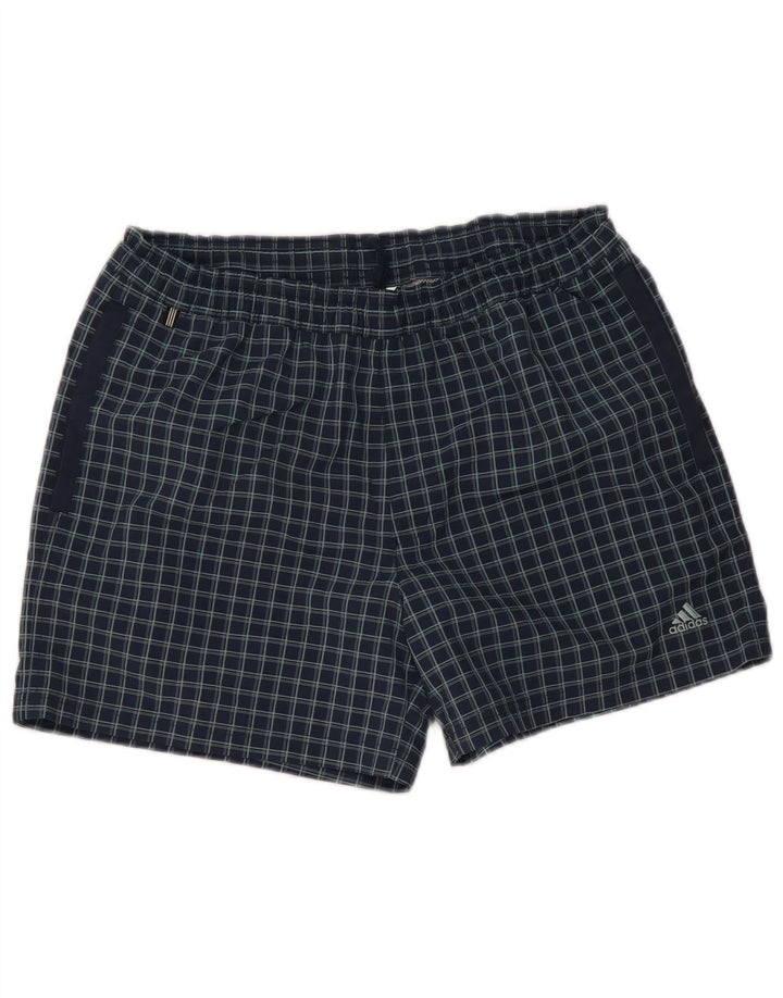 Shorts de natação masculino Adidas médio azul marinho xadrez poliamida