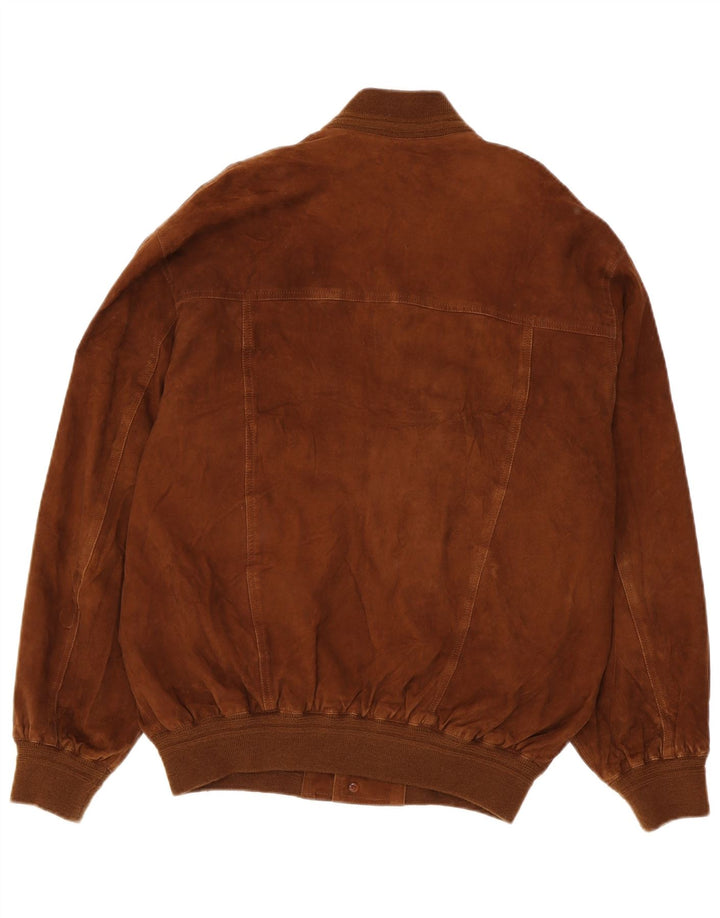 Jaqueta bomber masculina vintage de camurça IT 54 XL algodão marrom