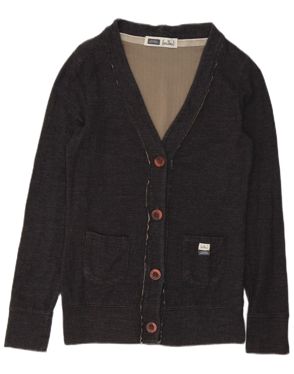Suéter cardigan masculino Guru pequeno algodão cinza