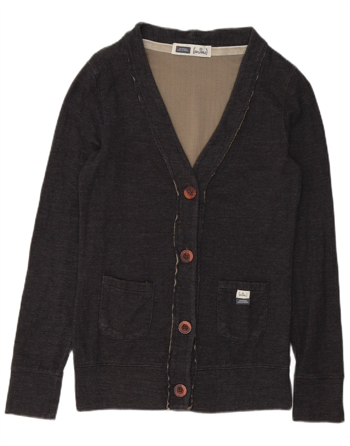 Suéter cardigan masculino Guru pequeno algodão cinza