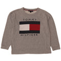 Tommy Hilfiger moletom gráfico feminino jumper UK 14 cinza médio manchado