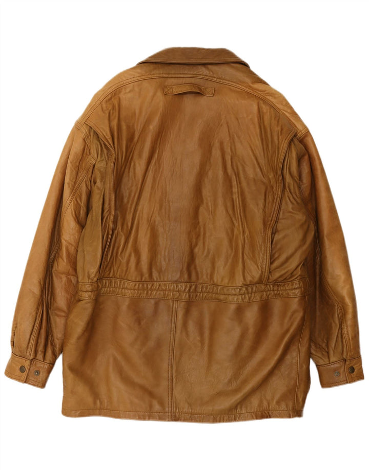 Casaco de couro masculino vintage UK 42 XL couro marrom