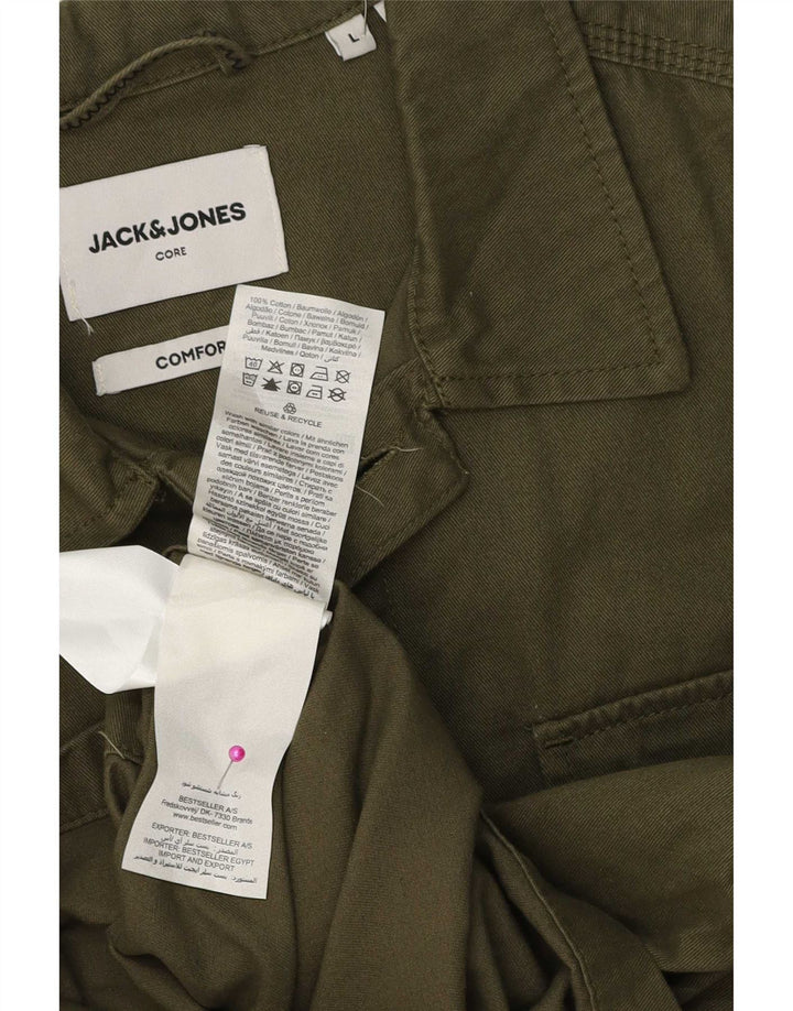 Camisa masculina Jack & Jones grande algodão cáqui