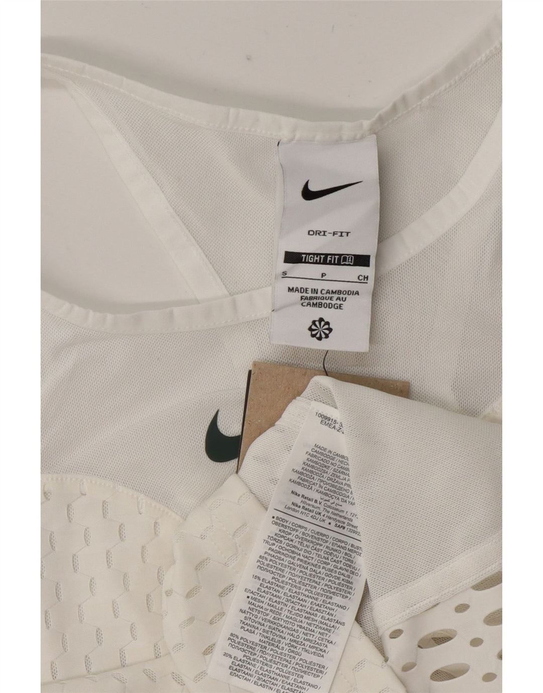 Nike Womens Tight Fit See Through Crop Vest Top UK 8 Pequeno Poliéster Branco