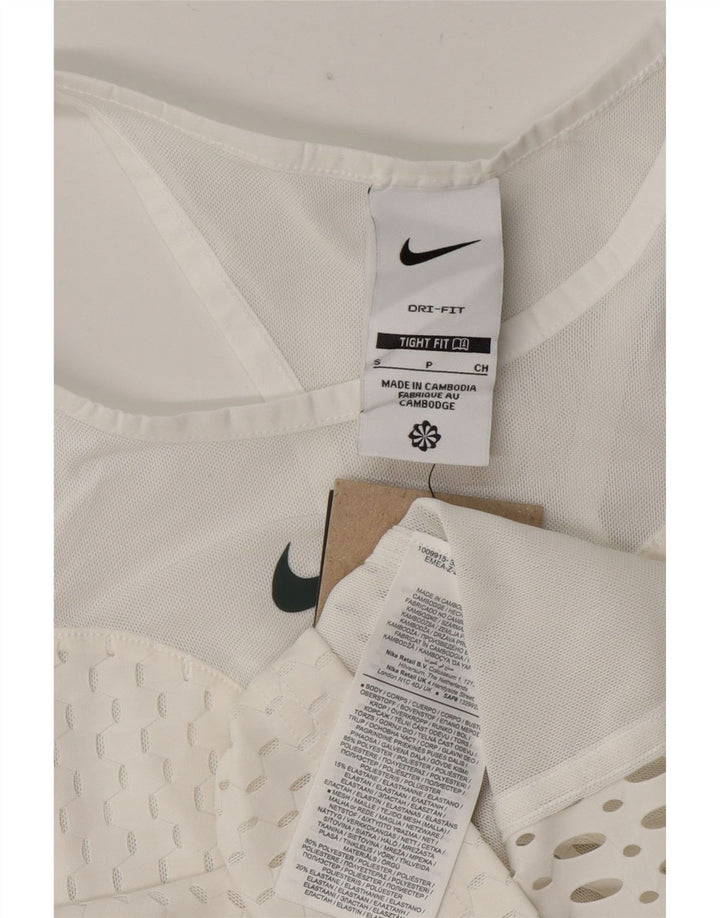 Nike Womens Tight Fit See Through Crop Vest Top UK 8 Pequeno Poliéster Branco