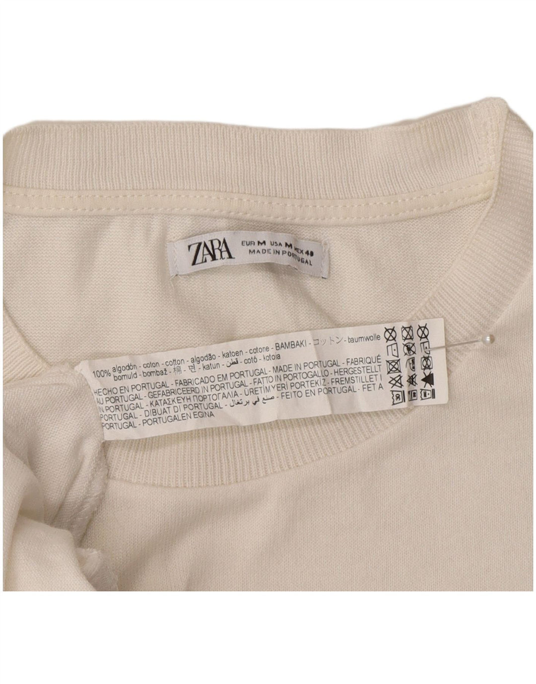 Camiseta masculina Zara Top médio algodão branco