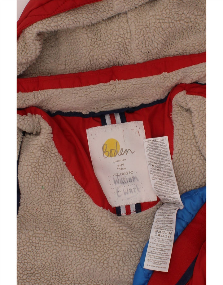 Jaqueta acolchoada com capuz Boden Boys 3-4 anos poliéster vermelho