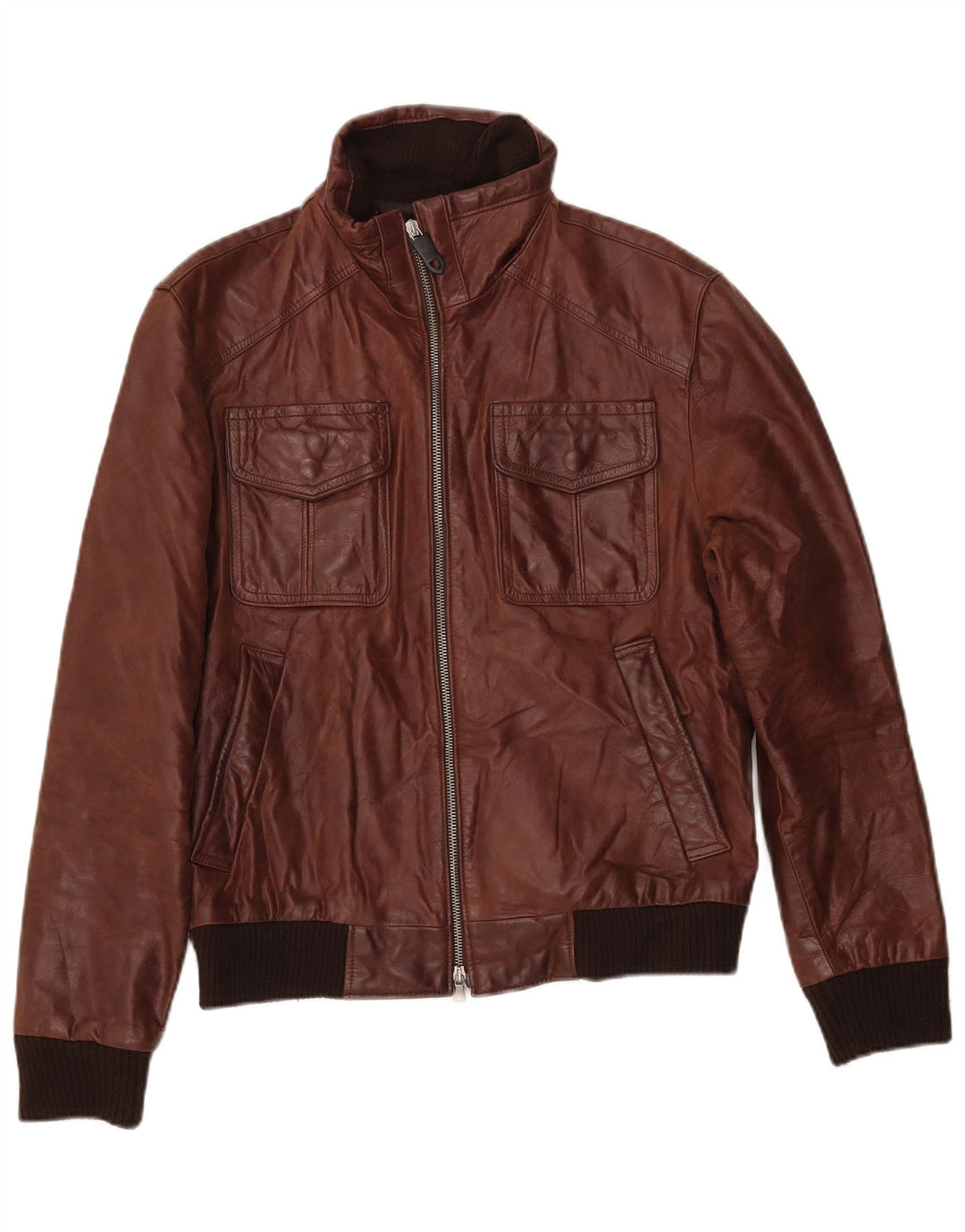 Jaqueta de couro masculina vintage UK 38 couro marrom médio