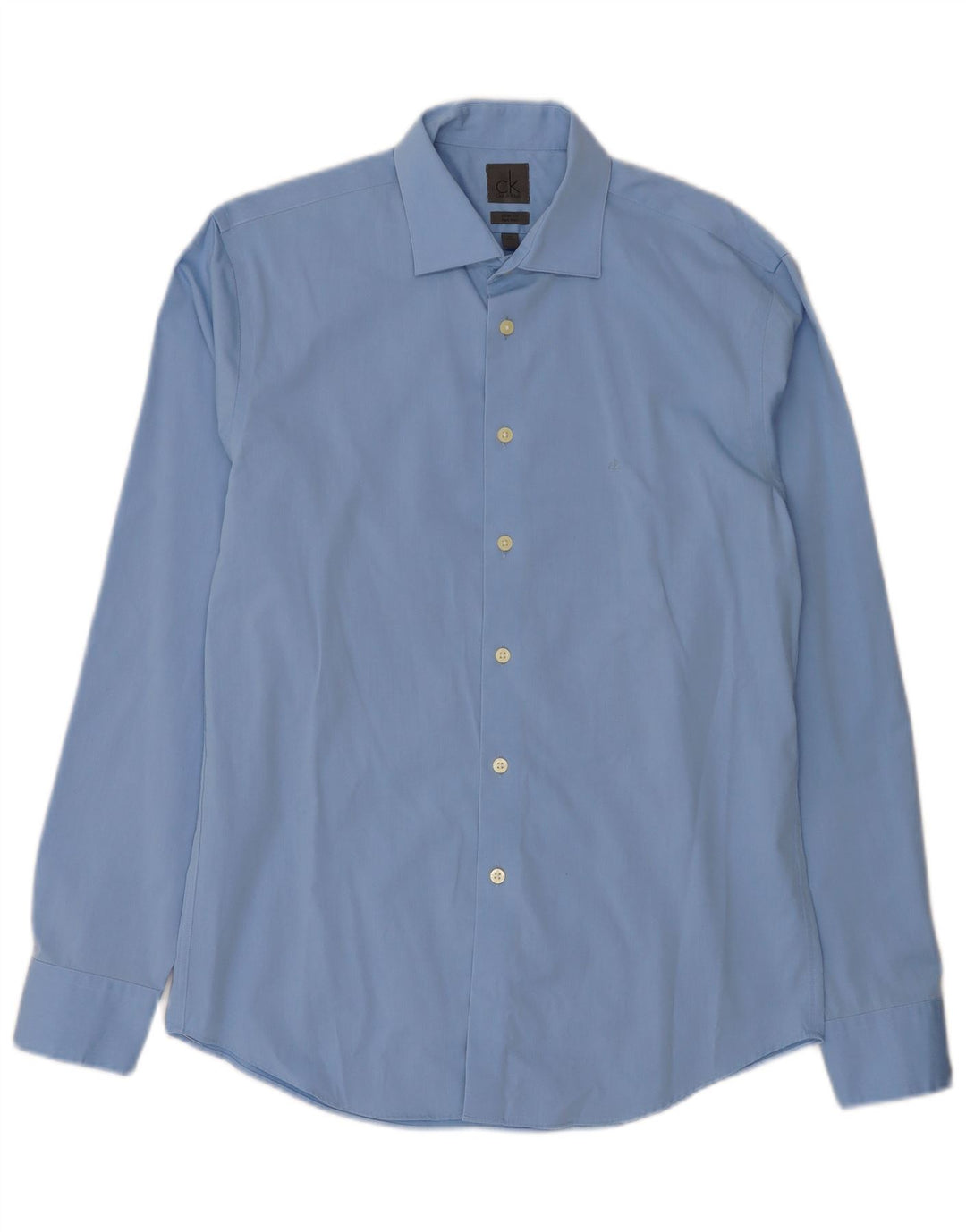 Camisa masculina Calvin Klein Slim Fit tamanho 40 15 3/4 médio azul clássico