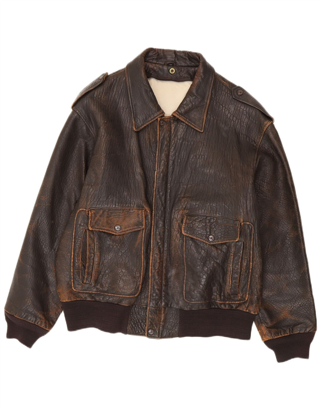 Jaqueta de couro masculina vintage IT 48 marrom médio