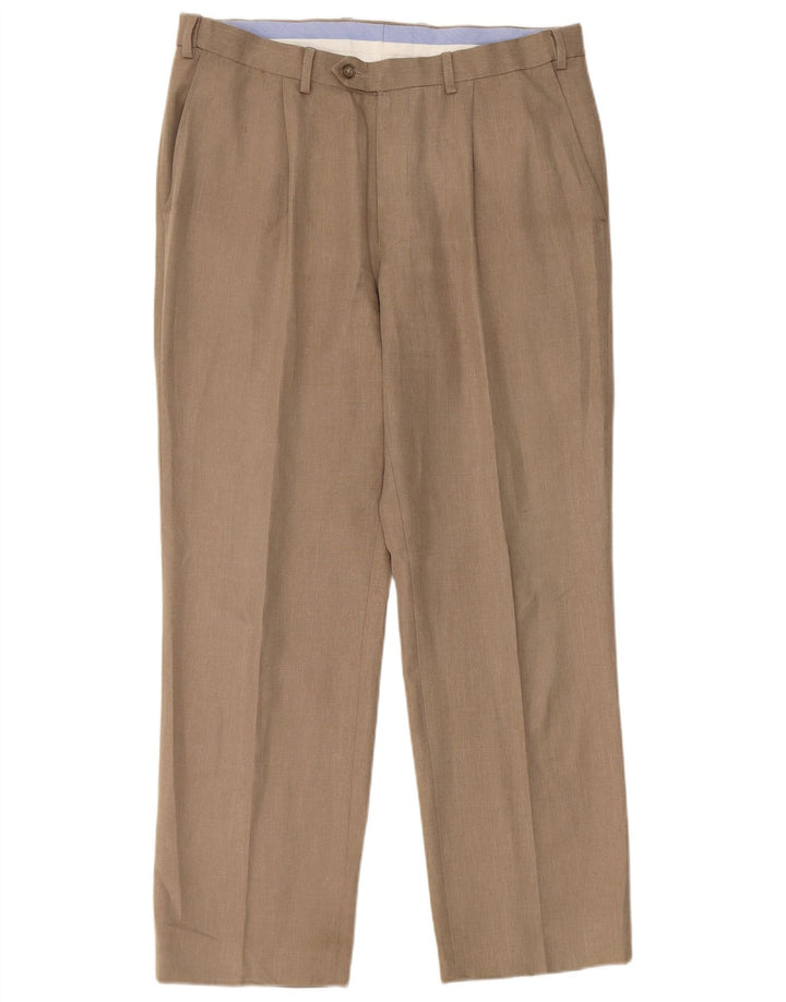 Calça Chino Masculina Marks & Spencer Regular Fit W34 L29 Poliéster Bege
