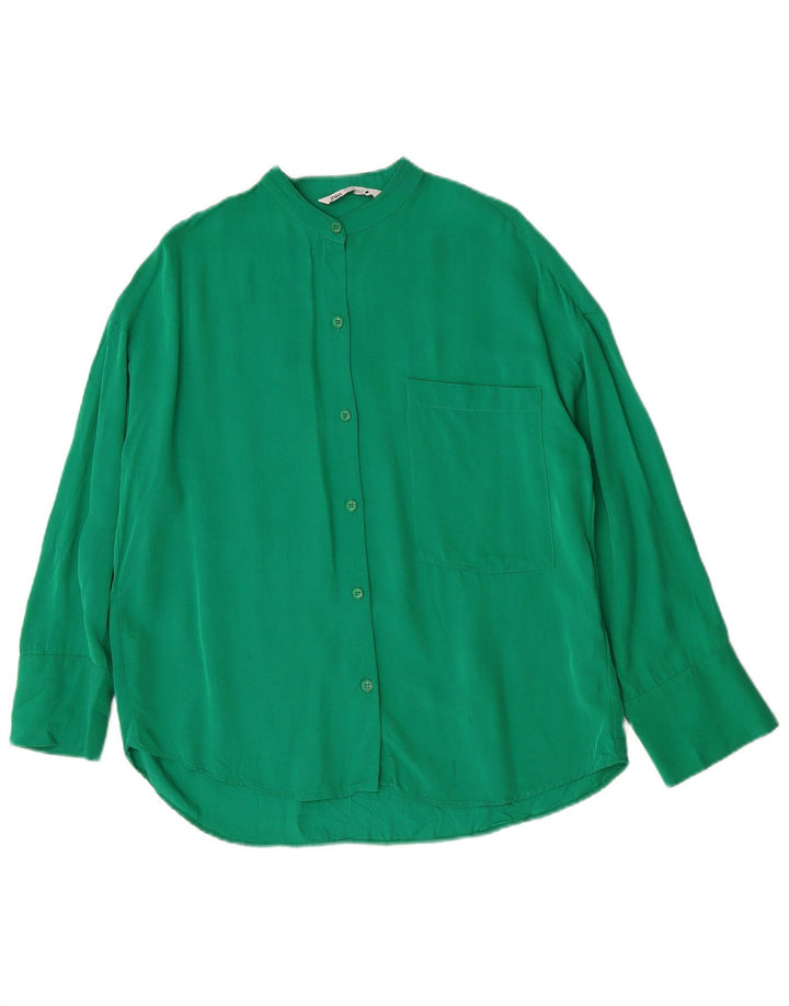Camisa oversized feminina Zara UK 6 XS verde viscose