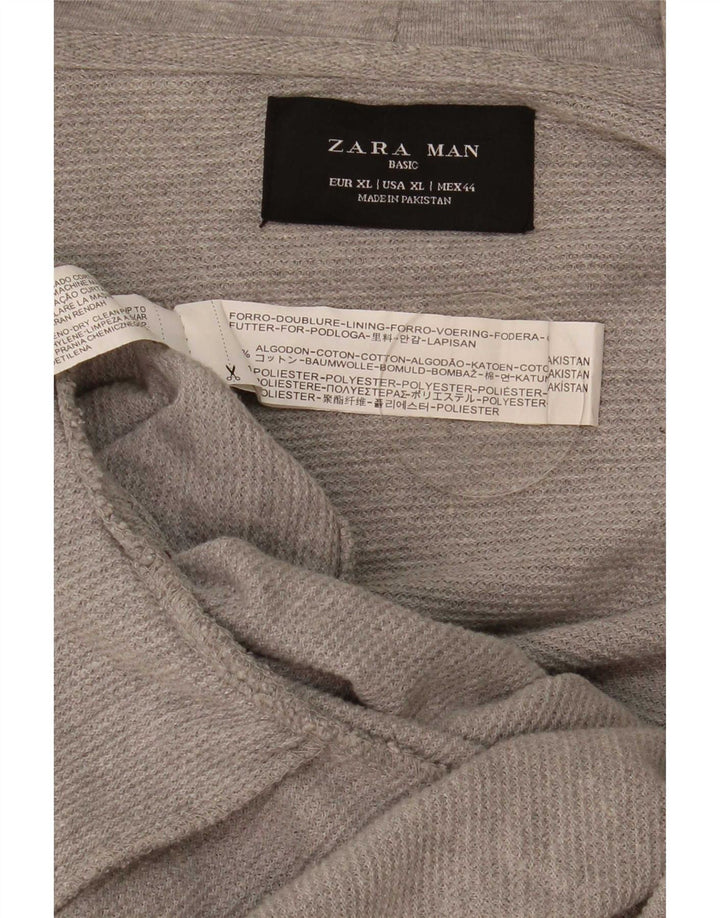 Suéter masculino Zara com capuz e zíper XL cinza algodão