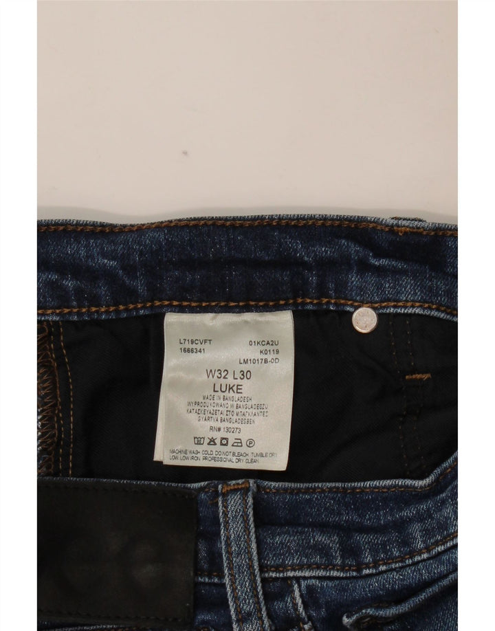 LEE Womens Luke Slim Jeans W32 L30 Azul Algodão