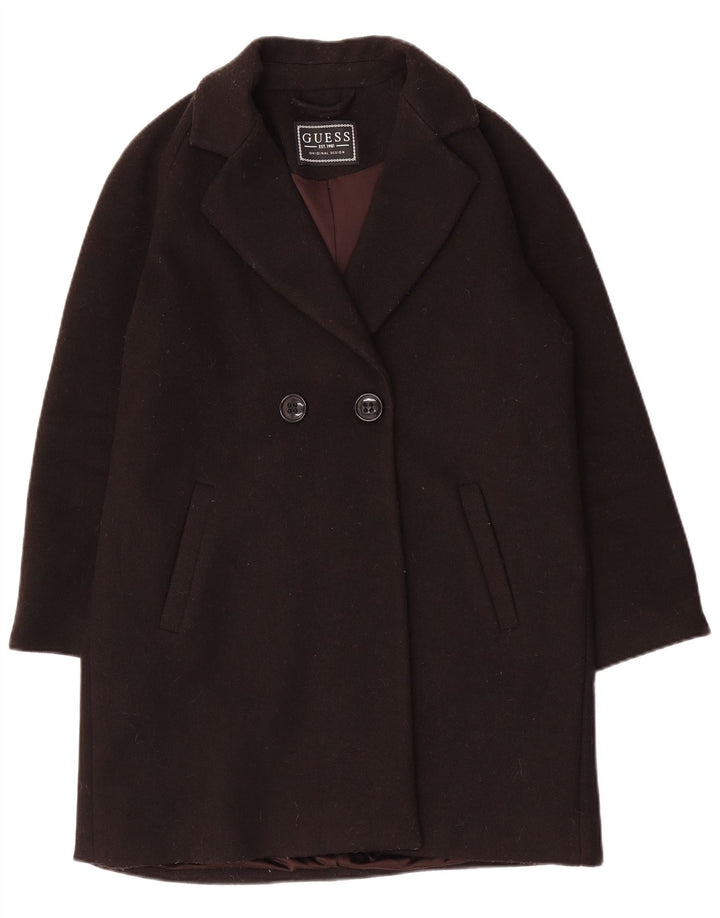 Guess Casaco Feminino Oversized Double Breasted UK 10 Pequeno Poliéster Preto