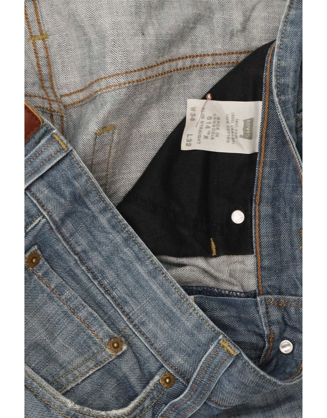 Calça jeans masculina Levi's 514 Slim Straight W34 L32 azul algodão