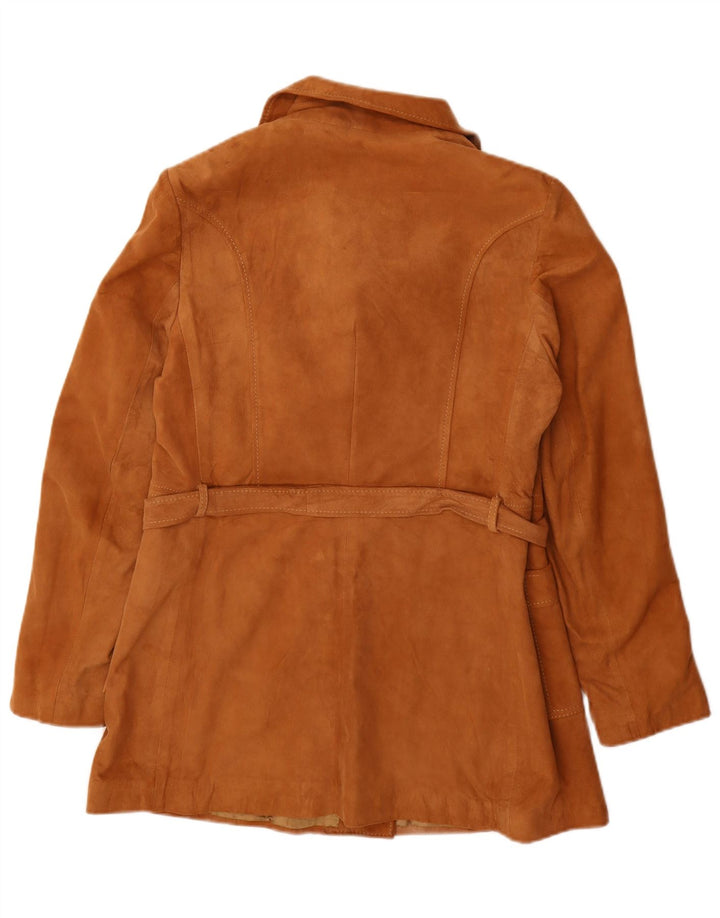 Jaqueta feminina vintage de camurça com peito duplo IT 48 XL bege