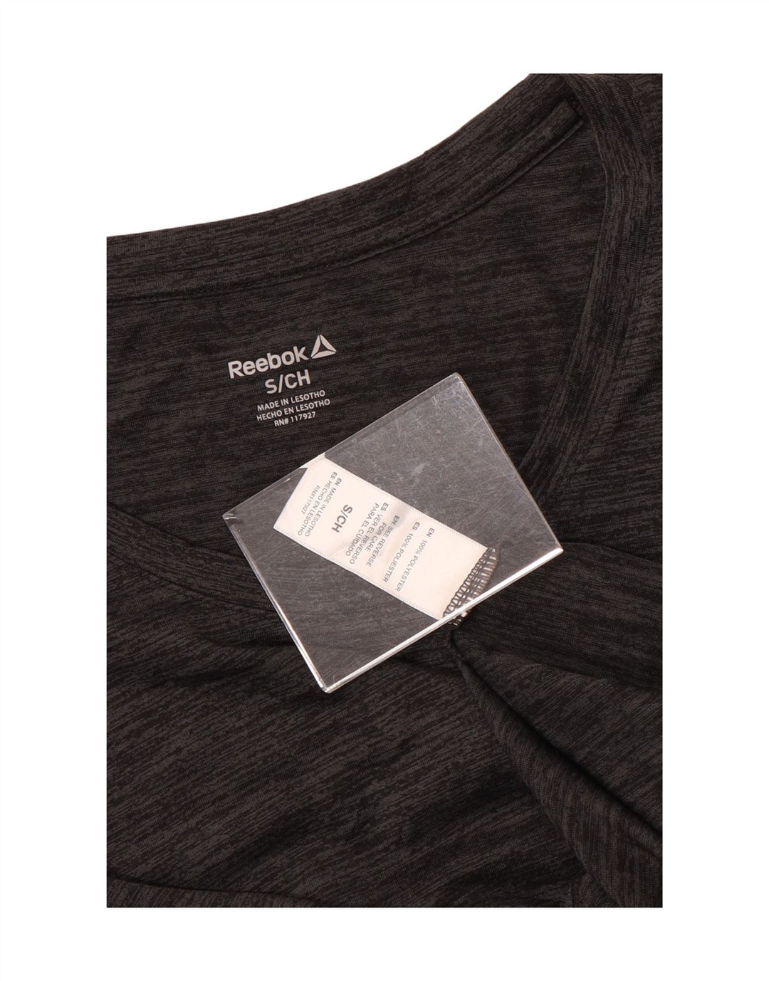 Top feminino REEBOK manga longa UK 10 poliéster manchado cinza pequeno