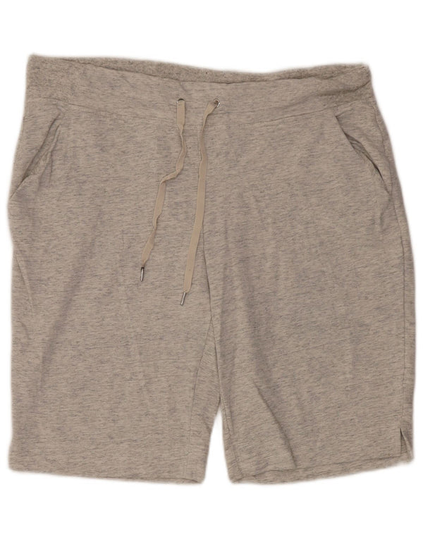 Shorts esportivos femininos Eddie Bauer UK 18 XL cinza manchado de algodão