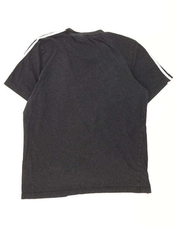 Adidas Mens Camiseta Top Médio Algodão Preto