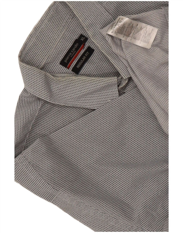 Camisa masculina Pierre Cardin de manga curta regular fit XL cinza Chevron poliéster
