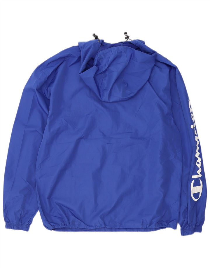Jaqueta de chuva masculina com capuz gráfico Champion UK 38 poliéster azul médio