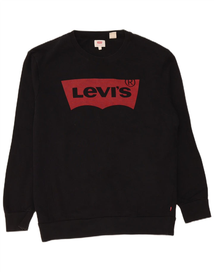 Levi's moletom gráfico masculino jumper grande algodão preto
