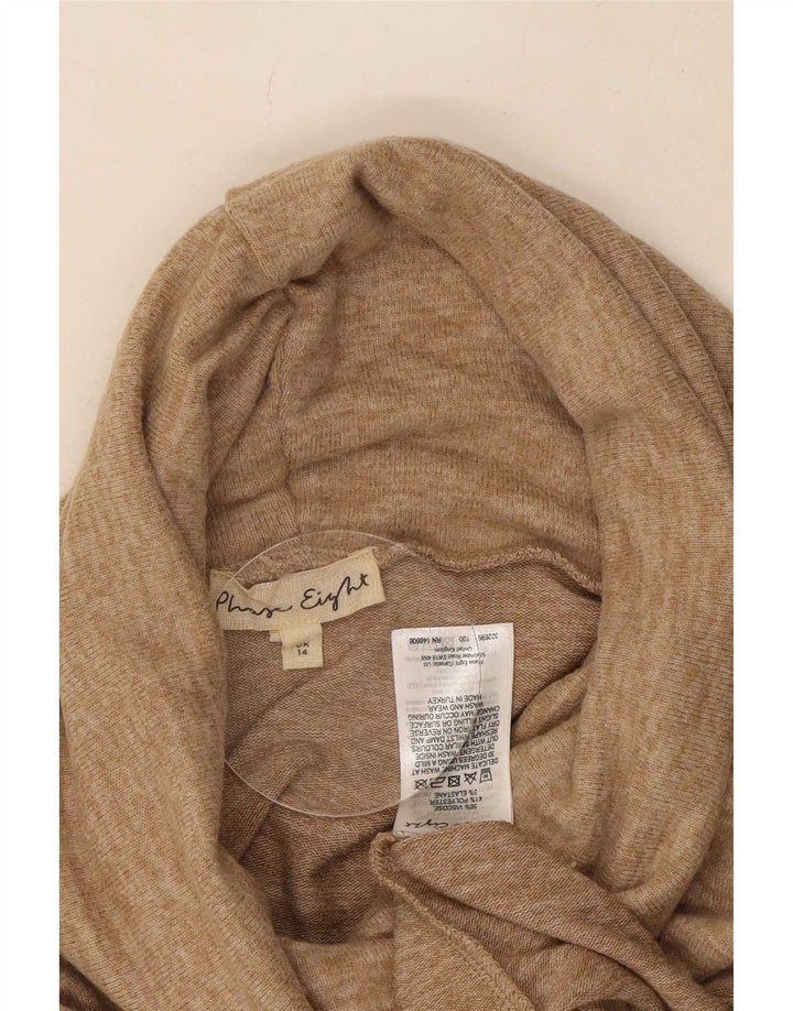 Suéter feminino Phase Eight com gola redonda, viscose bege grande Reino Unido 14