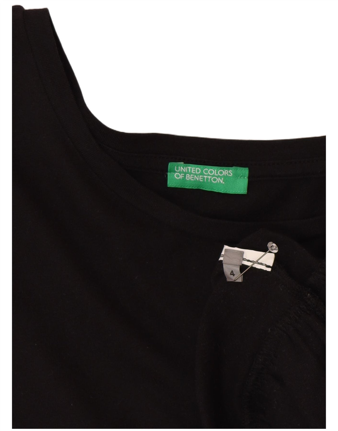 Blusa feminina de manga 3/4 Benetton EUA 4 pequena preta