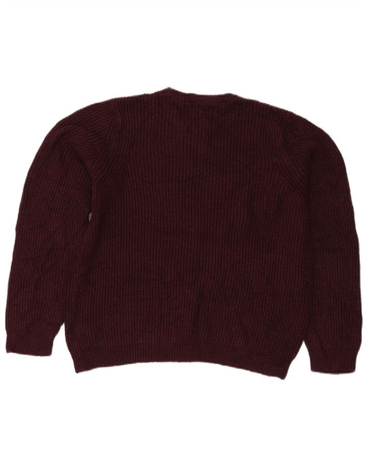 Suéter masculino Marks & Spencer com gola redonda, acrílico médio vinho