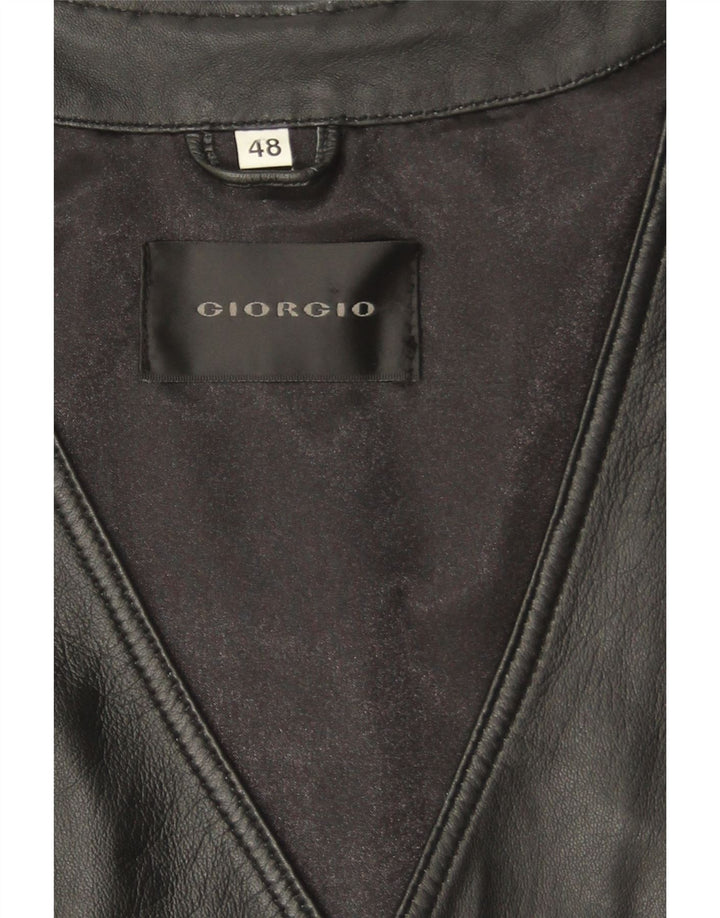 Colete de couro masculino vintage IT 48 pequeno preto