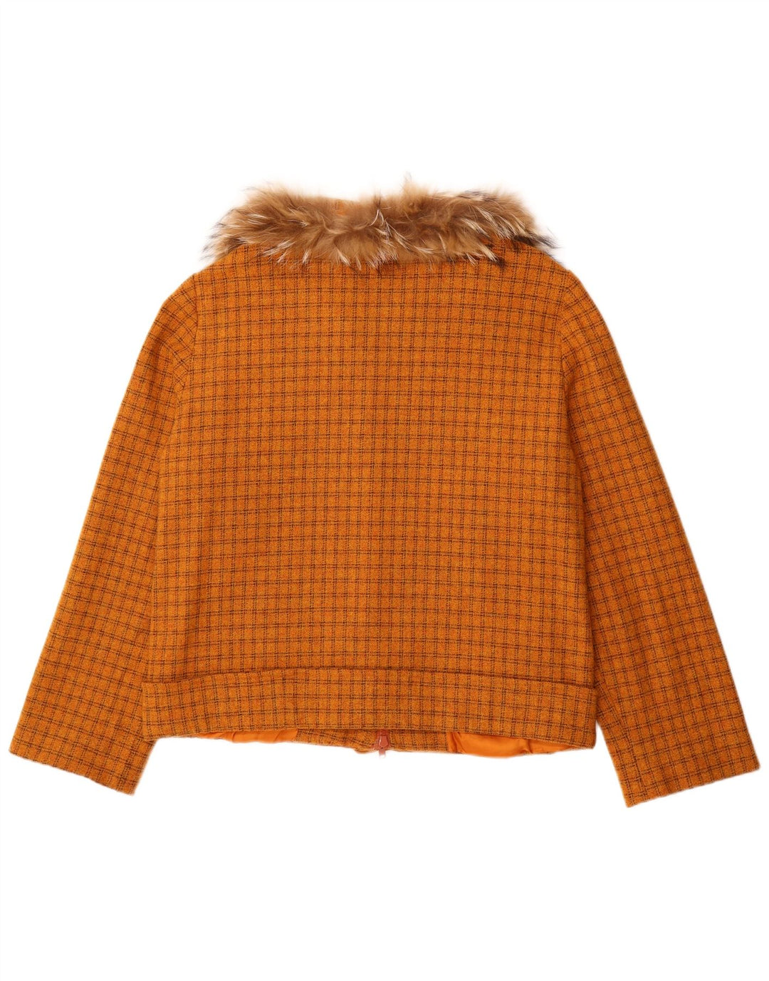 Jaqueta bomber feminina VINTAGE UK 16 grande xadrez laranja