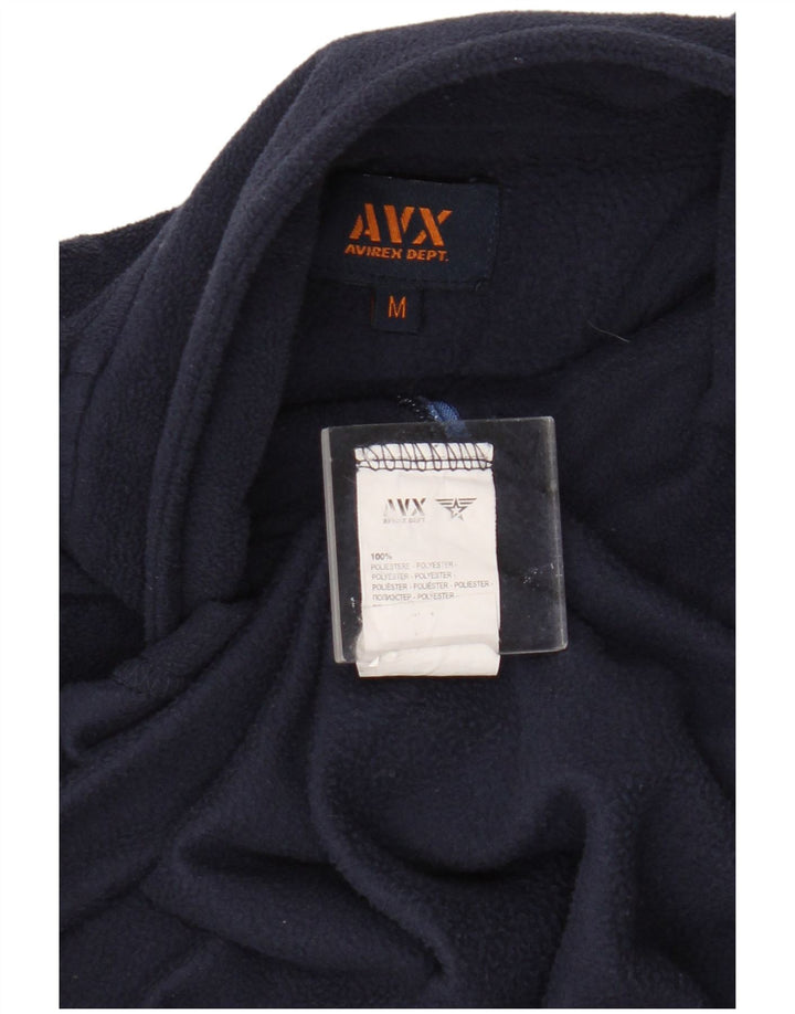 Suéter masculino de lã com zíper e gola Avirex, poliéster azul marinho médio