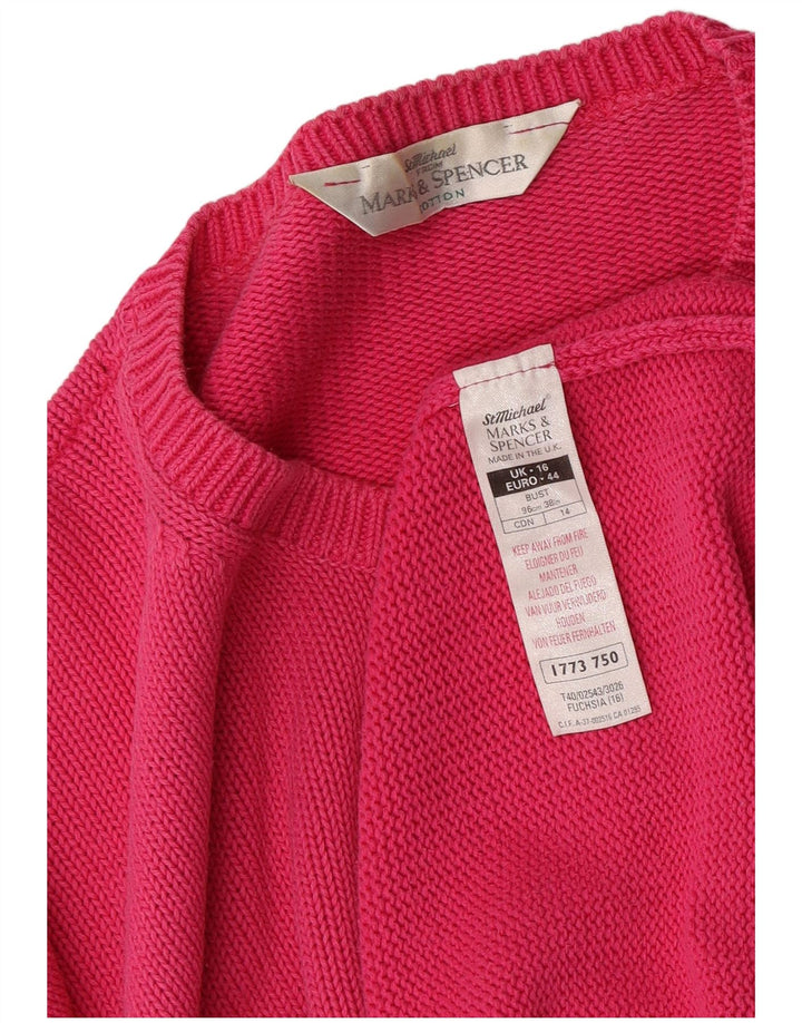 Suéter feminino Marks & Spencer grande com gola redonda Reino Unido 16 grande rosa