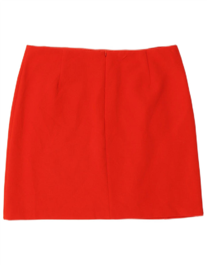 Minissaia feminina Marks & Spencer Reino Unido 12 médio W30 poliéster vermelho