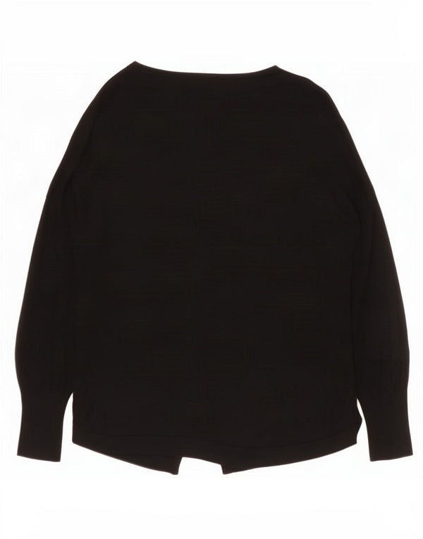 Suéter feminino Oasis com gola canoa e viscose preta média Reino Unido 14
