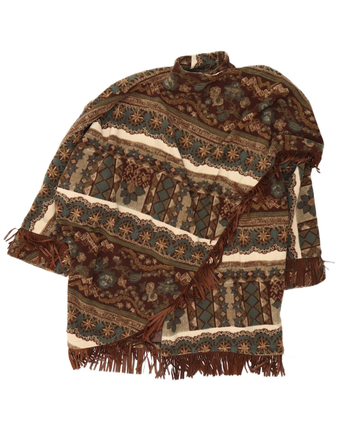 Casaco poncho aberto feminino Castellani Reino Unido 22 3XL marrom geométrico