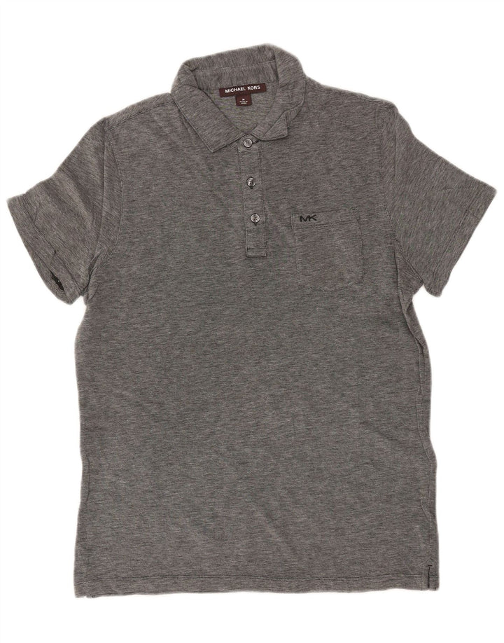 Camisa polo masculina MICHAEL KORS algodão manchado cinza médio