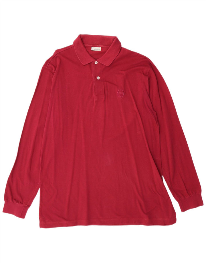 SERGIO TACCHINI Camisa polo masculina de manga comprida de algodão marrom médio