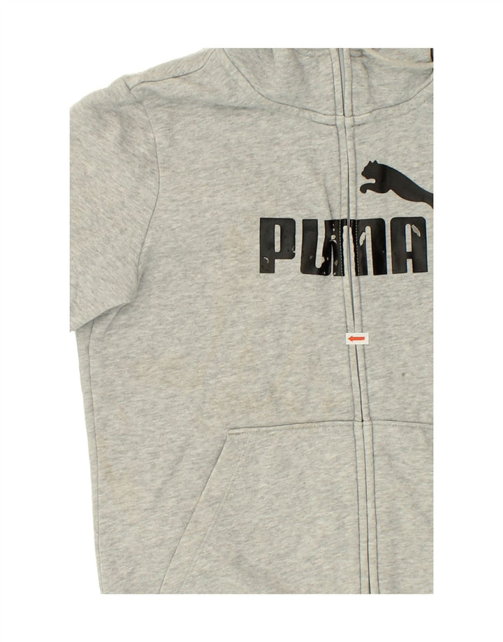 PUMA Womens Graphic Zip Hoodie Sweater UK 12 Medium Grey Cotton Vintage Puma and Second-Hand Puma from Messina Hembry 
