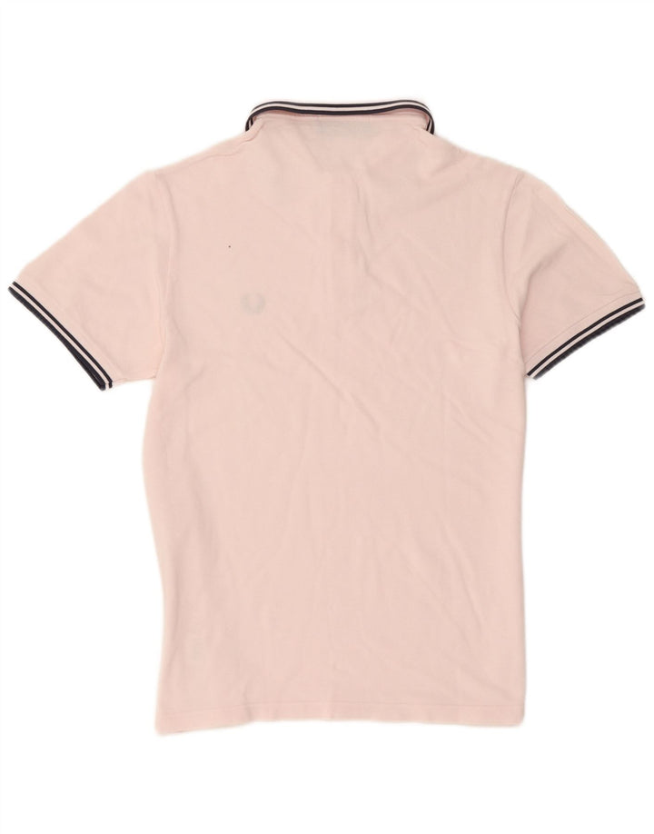 Camisa polo masculina Fred Perry de algodão listrado rosa médio