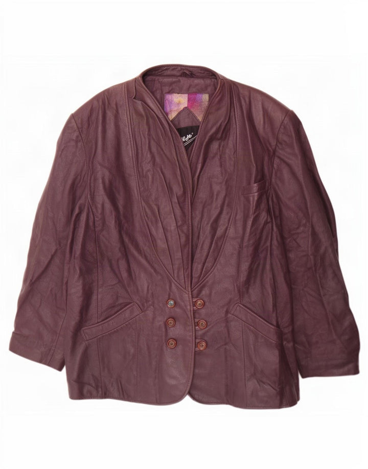 Jaqueta blazer feminina de couro com peito duplo Cruse EU 42 grande roxo