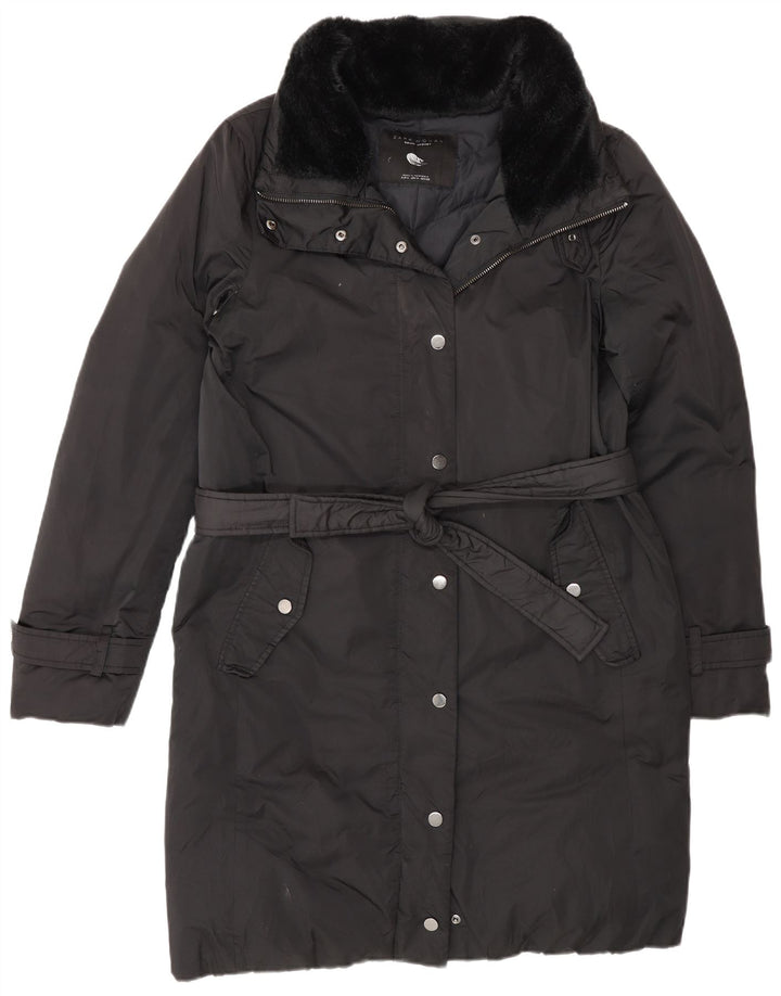 Casaco acolchoado feminino Zara UK 14 poliéster colorblock preto médio