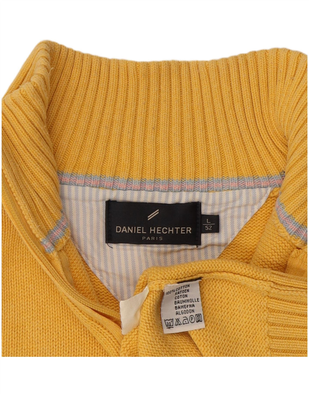DANIEL HECHTER Suéter masculino Paris com zíper e pescoço IT 52 grande amarelo