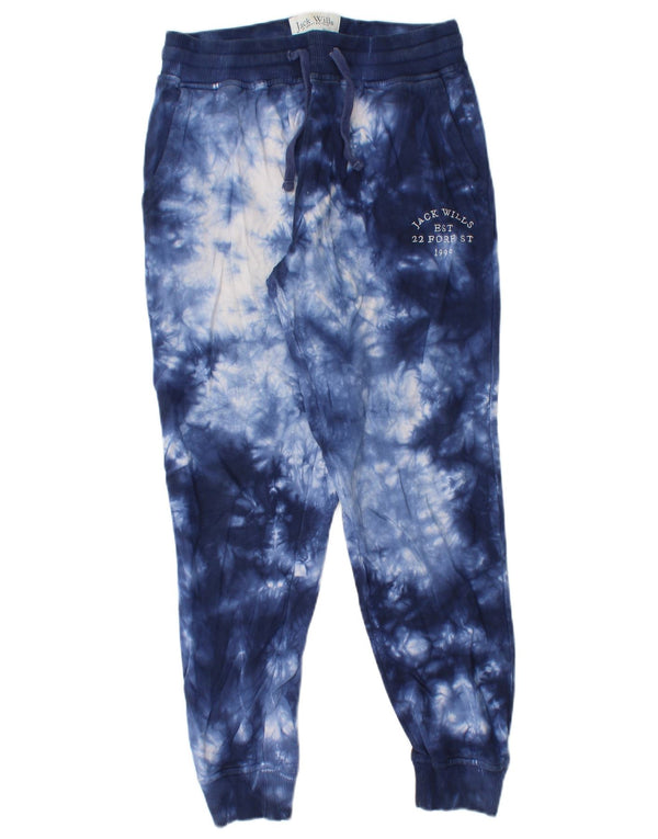 Calça de treino feminina Jack Wills Joggers UK 10 pequena azul marinho tie-dye